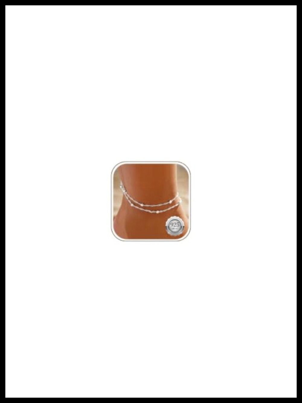 925 Sterling Silver Gold Plated Layered Anklet Waterproof Adjustable